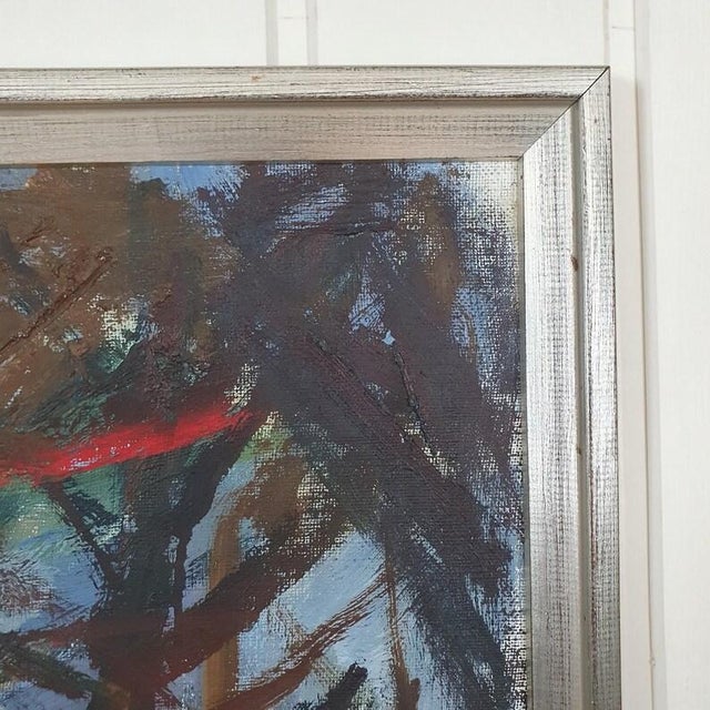 Paint 1967 Mid Century Swedish Expressionst Oil Painting Signed u.o For Sale - Image 7 of 18