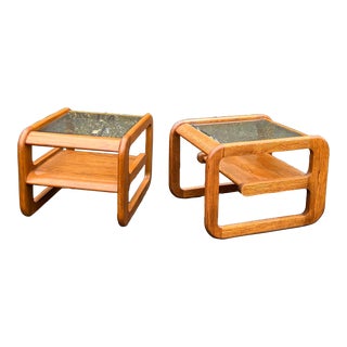 1980s Vintage Lou Hodges Two Tiered Side Table With Shelf - a Set For Sale