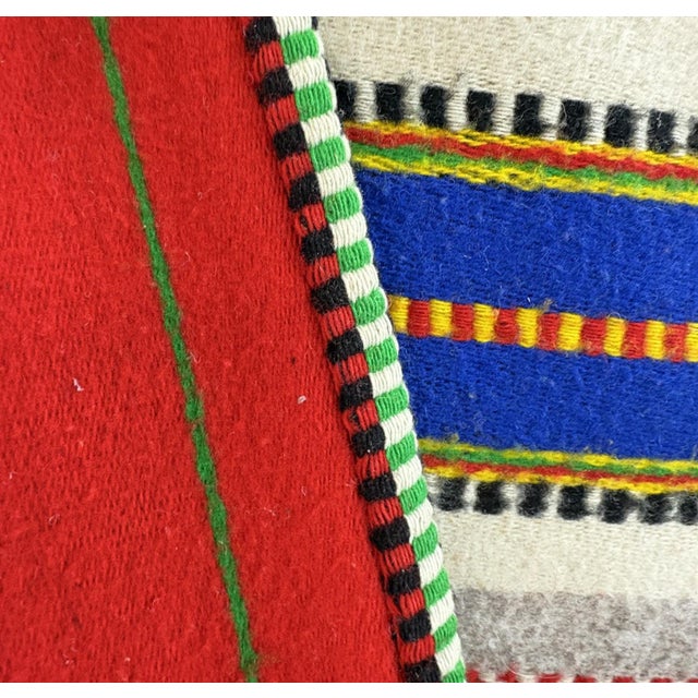 Early 20th Century Vintage Mid-Century Mexican Hand-Woven Wool Serape — 83" X 57" For Sale - Image 5 of 9