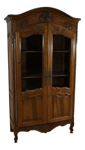 Late 19th Century Louis XV Walnut Showcase Bookcase