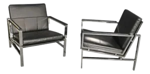 Mid 20th Century Pair Mid-Century Style Chrome Chairs - 2 Pieces