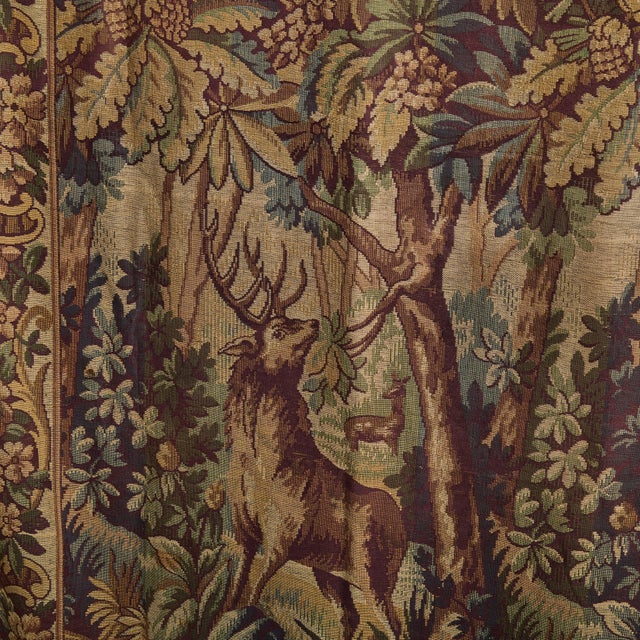 Tall French Woodland Scene Tapestry, 1920s For Sale In Chicago - Image 6 of 9