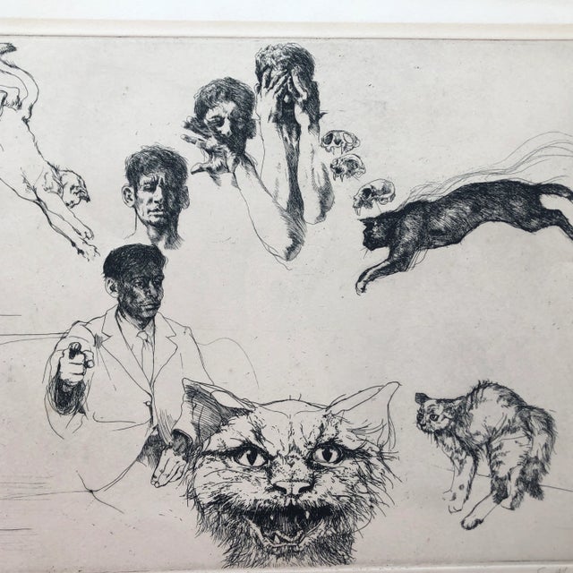 Sigmund Abeles (born 1934) "Self Portrait with Cats" 1965 pencil signed and numbered 4 of 30. This etching was chosen for...