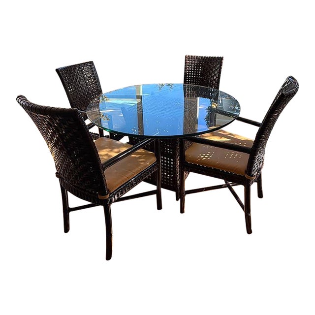 Vintage McGuire Rawhide Antalya Table & Chair Set For Sale