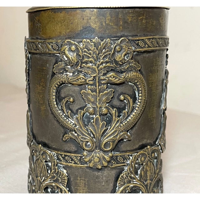 Up for sale is a very rare antique 19th century portable bronze oil lamp. It features exquisite relief detailing of...