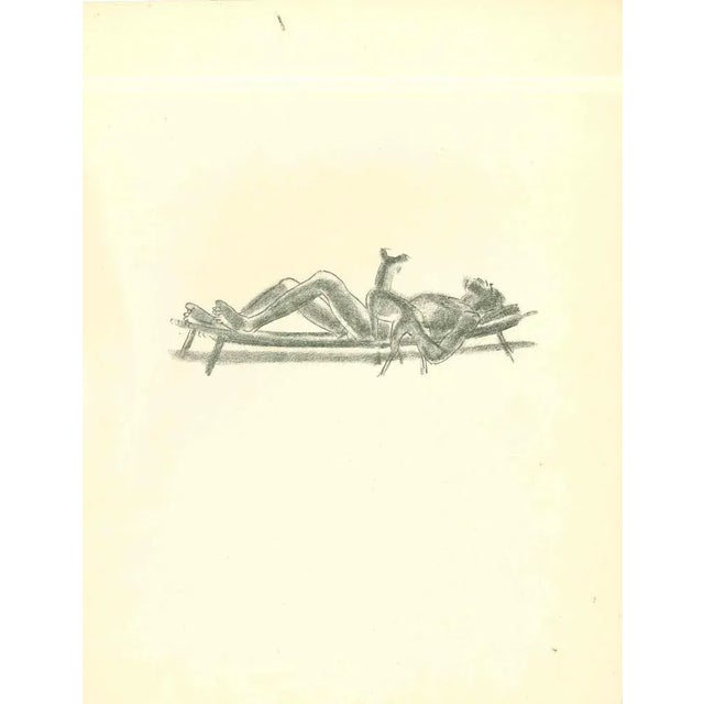 Dreaming is an original lithograph realized in the early 1930s by Emmanuel Gondouin, (Versailles, 1883 - Parigi, 1934) The...