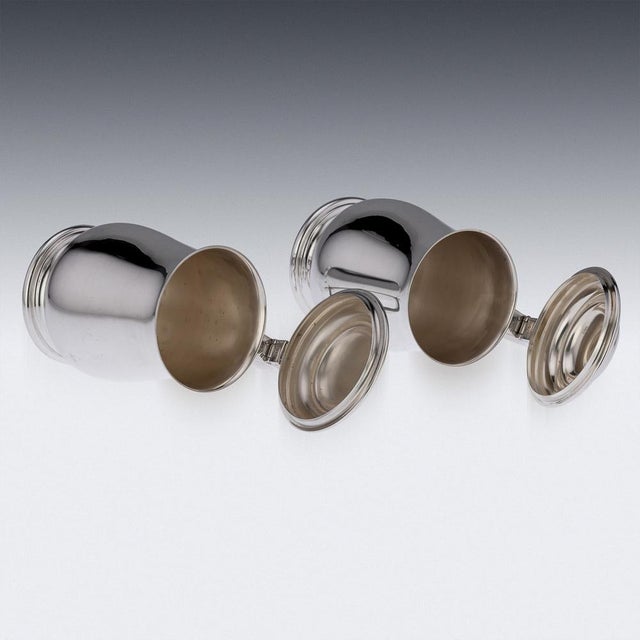 Silver Italian Silver Lidded Tankards, 1890s, Set of 2 For Sale - Image 8 of 17