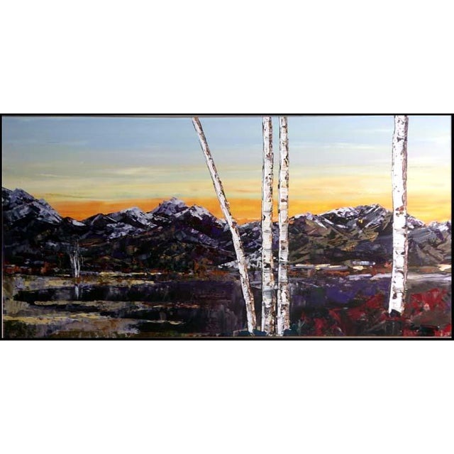 Maya Eventov "Purple Range" Original Acrylic on Canvas, H.Signed Adl031011-01 For Sale - Image 4 of 5