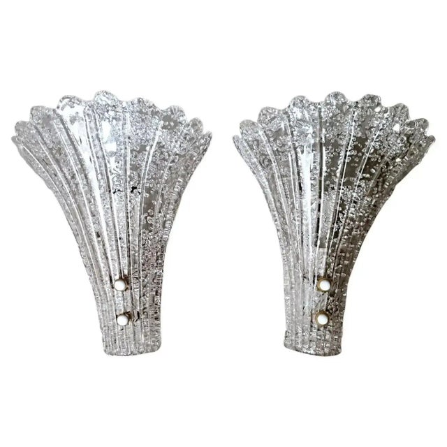 1950s Venini-Martinuzzi Attributed Murano Appliques in "Pulegoso" Glass - a Pair For Sale - Image 13 of 13