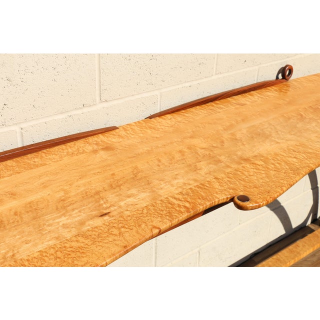 1980s Mid-Century Sculptural Bird’s-Eye Maple & Rosewood Console Table, 1980s For Sale - Image 5 of 18