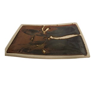 Mid Century Studio Art, Stoneware Pottery Rectangle XL Tray Signed by Eric Norstad (California) For Sale