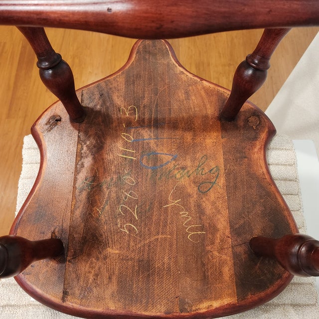 Vintage Maple Brace Back Windsor Chair; Newly Refinished For Sale - Image 10 of 11