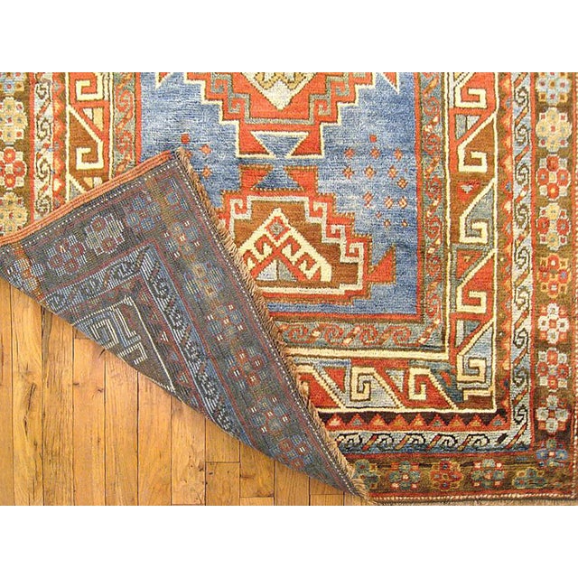 Antique Caucasian Kazak Oriental Rug in Runner Size with Multiple Medallions For Sale - Image 4 of 4