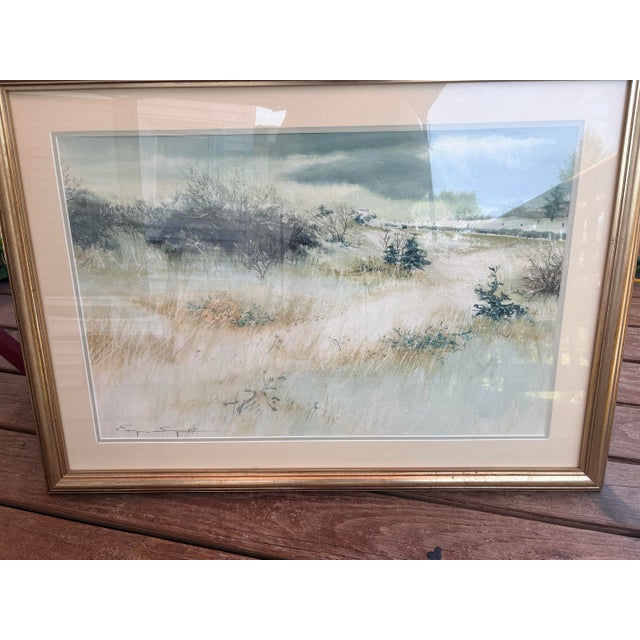 1968 Eugene Sparks Signed Original Watercolor, “Provincetown,” Large Framed Cape Cod Winter Landscape For Sale - Image 4 of 9