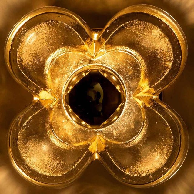 Flower Wall Light in Brass and Glass attributed to Sische, Germany, 1970s For Sale - Image 12 of 15