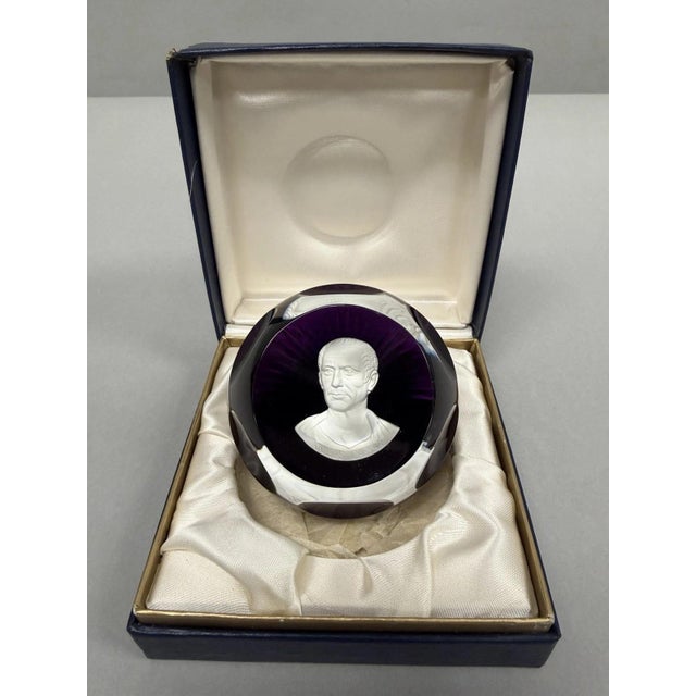 Franklin Mint 1976 Baccarat France Julius Caesar Purple Sulphide Paperweight For Sale - Image 14 of 14