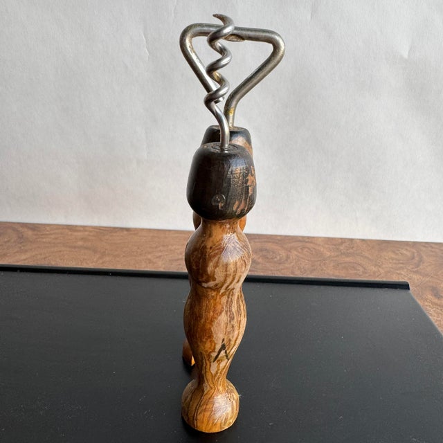 1960s Mid Century Modern Nude Male and Female Wooden Bar Tools- A Pair For Sale - Image 4 of 8