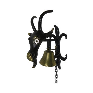 Black Brass Goat Door Bell by Walter Bosse, 1950s For Sale