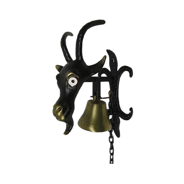 Black Brass Goat Door Bell by Walter Bosse, 1950s For Sale