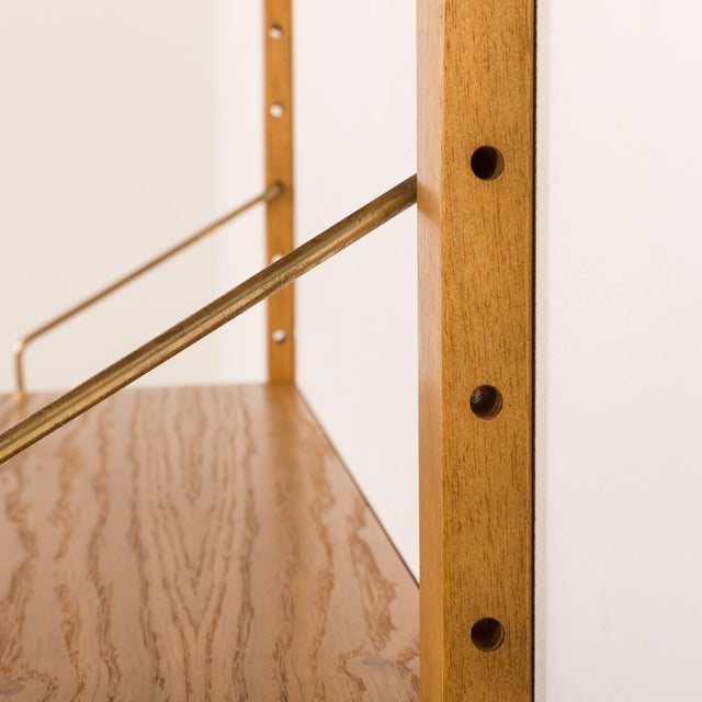 Gold Mid-Century Danish Shelving Unit in Oak, 1970s For Sale - Image 8 of 9