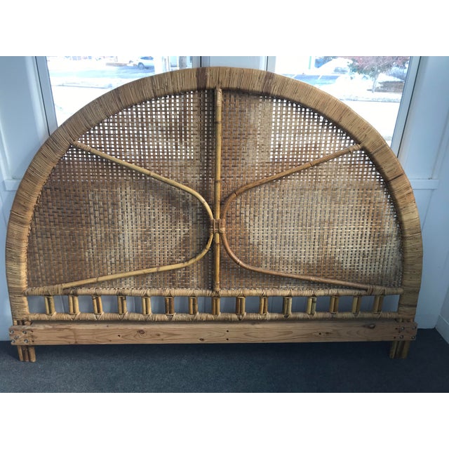 Vintage MidCentury Arched Buri Cane Wicker Rattan King Headboard Chairish