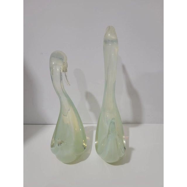 Archimede Seguso Vintage Murano Seguso Opalaline Glass Duck/Swan Set - 2 Pieces For Sale - Image 4 of 10