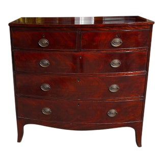 Antique Georgian Mahogany Bowfront Chest of Drawers Dresser For Sale