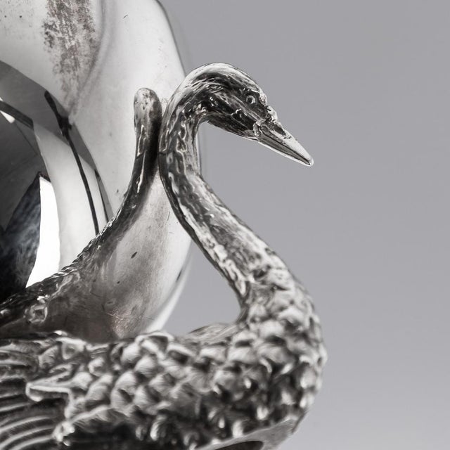 Silver 20th Century Silver Swan Shaped Salt & Spoon, London, 1992, Set of 2 For Sale - Image 8 of 15