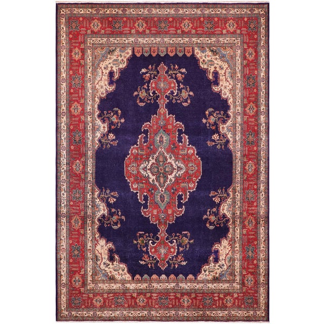 Persian Vintage Blue/Red Wool Rug - 9'9'' X 12'8'' For Sale - Image 10 of 10