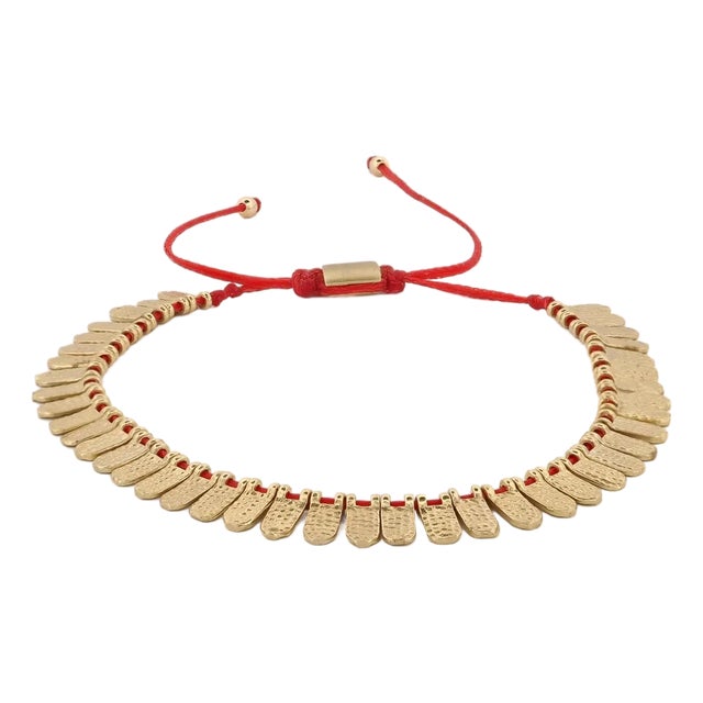 Fish Scale Red & Gold Cord Bracelet For Sale