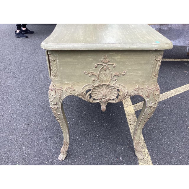 1950s French Vintage Rococo Painted Console Table For Sale - Image 5 of 10