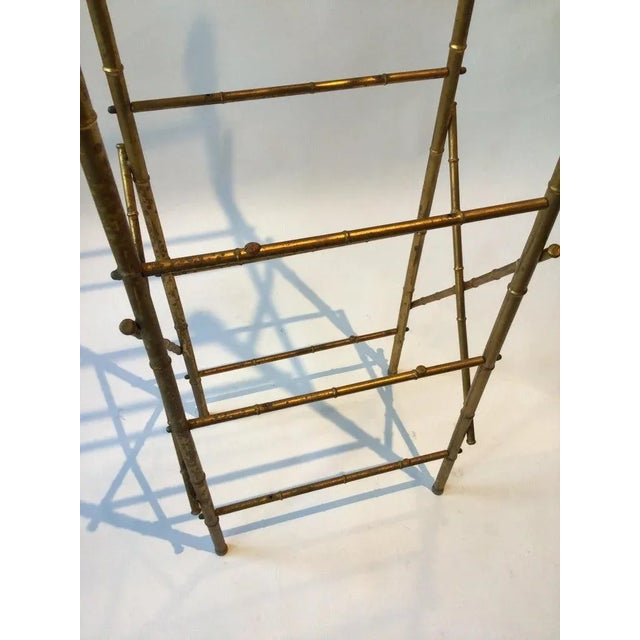Gold Faux Bamboo Gilt Metal Etagere For Sale - Image 8 of 10