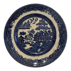 Antique Blue Willow Transferware Plate