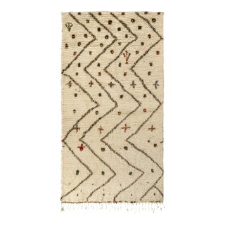 Hand-Knotted Moroccan Berber RUg, Beige-Brown Chevron Zig-Zag Pattern For Sale
