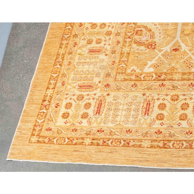 Textile Afghan Tabriz Wool and Silk Carpet 17' 6" X 12' 7" For Sale - Image 7 of 10