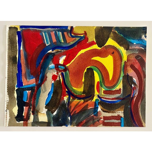 Edward Avedisian Gouache Watercolor Abstract Painting on Arches paper. (notebook cover not included) Unsigned, (bears name...