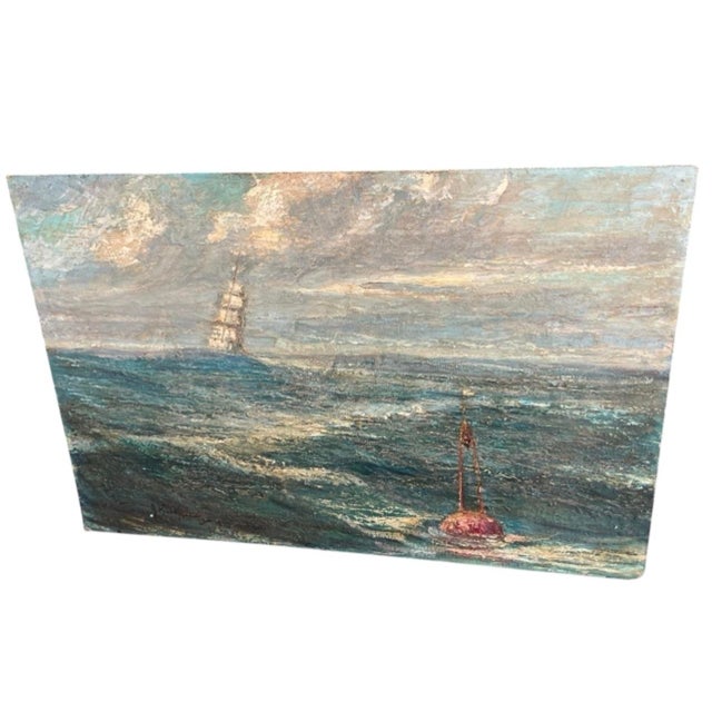 1960s Painting of Seascape With Sailing Ship For Sale In West Palm - Image 6 of 12