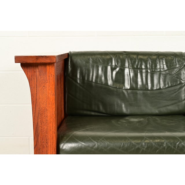 Wood Stickley Style Mission Oak Arts and Crafts Spindle Settle Sofa For Sale - Image 7 of 11