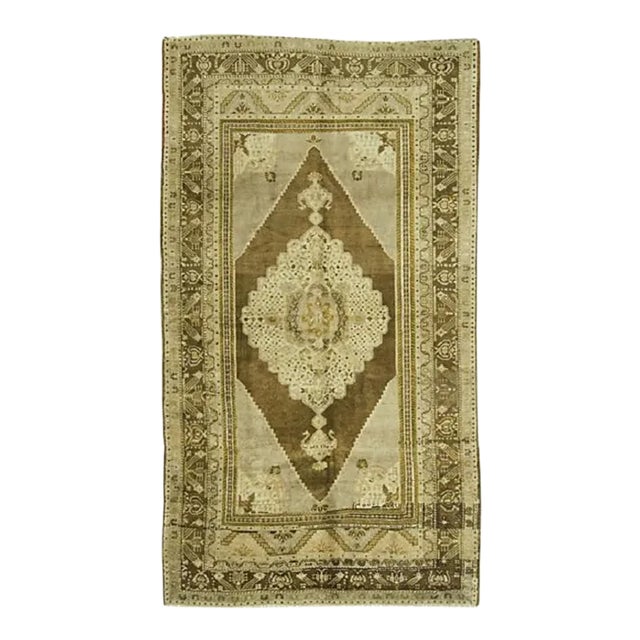 Vintage Turkish Oushak Rug, 5' X 9'1 For Sale