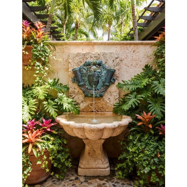 Vintage Classical Bronze & Polychrome Water Fountain Mask For Sale - Image 9 of 12