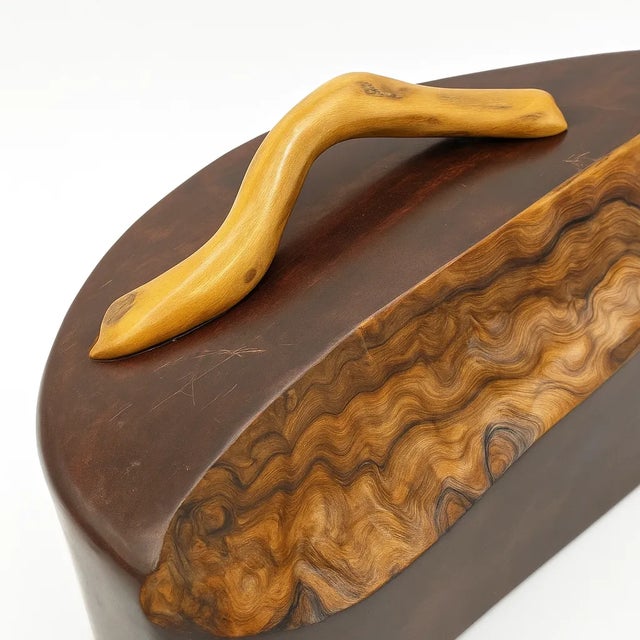 Mid-Century Modern Vintage Organic Natural Edge Wood Burl Dresser Box — Hand Crafted! For Sale - Image 3 of 6