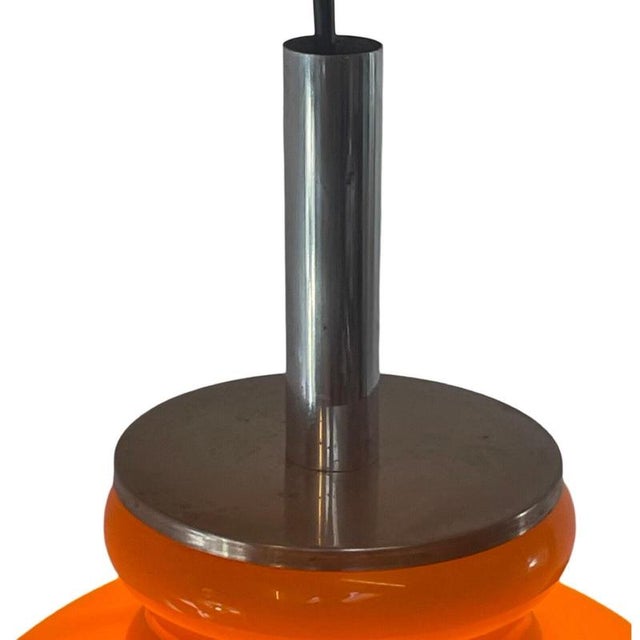 Orange Pendant Light in Opaline Glass, 1960s For Sale - Image 4 of 8