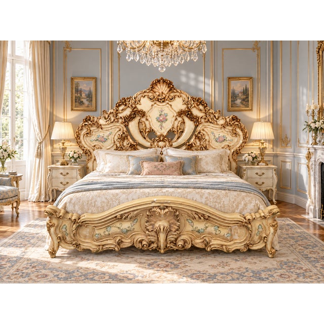 WELCOME AND THANK YOU FOR TAKING THE TIME TO LOOK!! Absolutely gorgeous, Stunning, Antique Rococo Baroque king size...