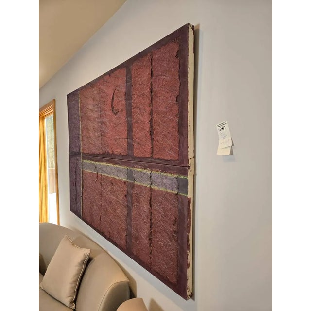 This striking large-scale diptych from Jan Tips Rowe's "Architectural Series" immerses the viewer in a raw, tactile world...