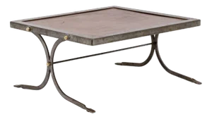 Industrial Style Coffee Table in Silver & Leather, 1970s