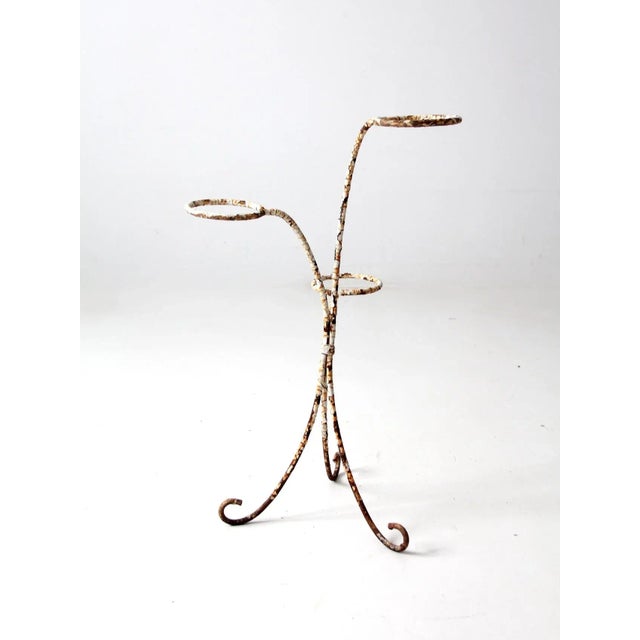 Mid 20th Century Vintage White Iron Plant Stand For Sale - Image 5 of 11