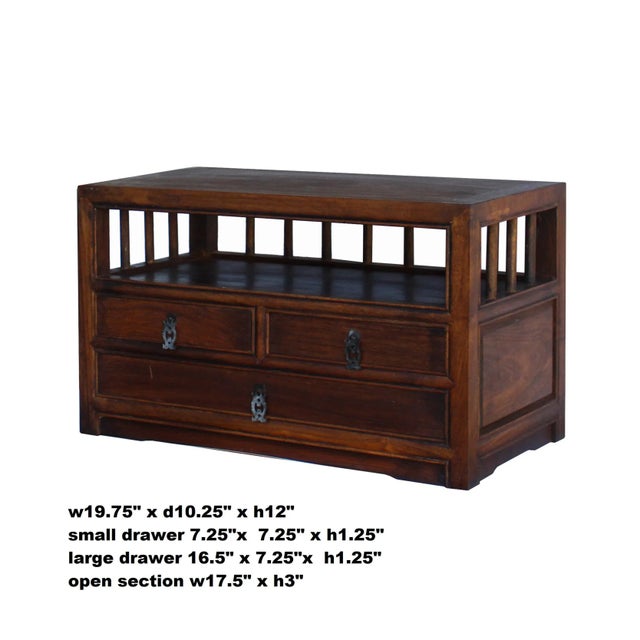 Chinese Chinese Brown Wood Rectangular Table Top Stand Display Easel Chest For Sale - Image 3 of 6