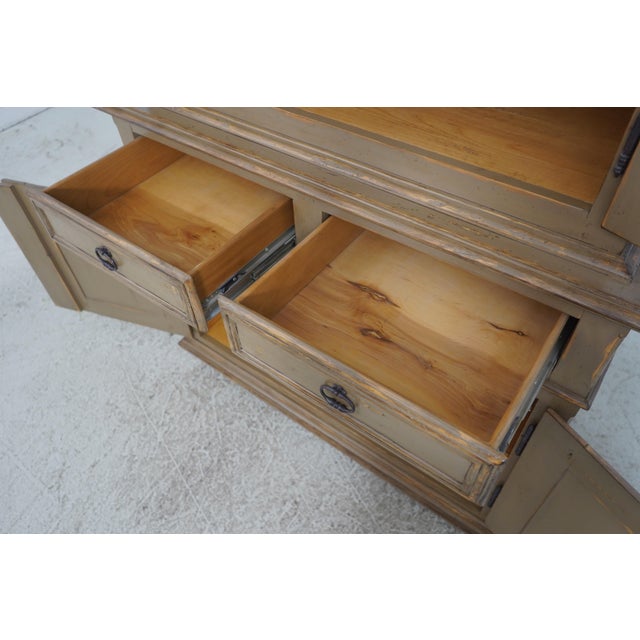 1990s Woodland Large Country Distressed Painted Cabinet For Sale - Image 5 of 17