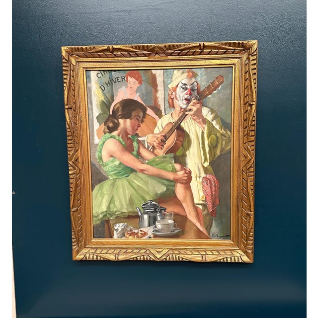 Philippe de Rougemont, Woman and Clown, 1950s, Oil Painting on Canvas, Framed For Sale - Image 11 of 18