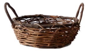 Vintage Handwoven Vine Basket With Handles